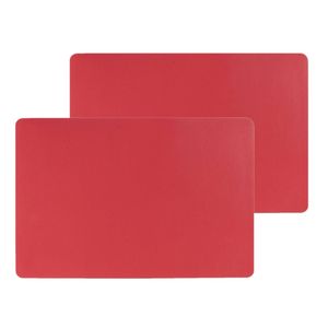 Set van 6x stuks placemats PU-leer/ leer look rood 45 x 30 cm - Placemats