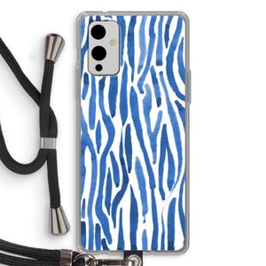Blauwe nerven: OnePlus 9 Transparant Hoesje met koord