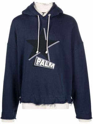 Palm Angels hoodie Rockstar à design superposé - Bleu