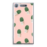 Cactusprint roze: Sony Xperia XZ1 Transparant Hoesje
