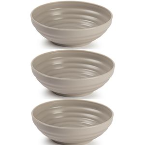 Set van 6x kommetjes/schaaltjes - Dessert/ontbijt - Kunststof - D13 cm - Taupe