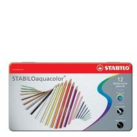 STABILOaquacolor kleurpotlood, metalen doos van 12 stuks in geassorteerde kleuren