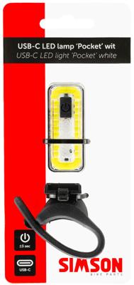 Simson usb-c oplaadbaar led koplamp pocket wit 022031