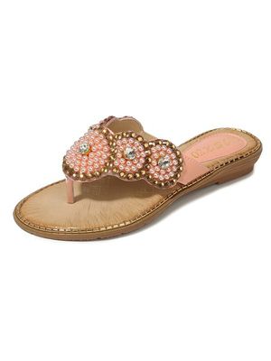 Parel Kralen Strass Boheems Slippers Parel Kralen Strass Boheems Slippers