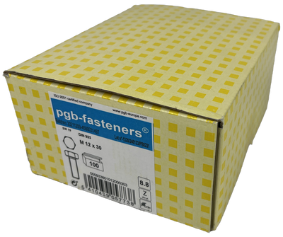 pgb-Europe PGB-FASTENERS | Zeskanttapbout 8.8 DIN 933 M 12x30 Zn | 100 st - 933801012000303
