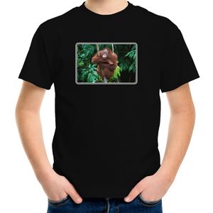 Dieren t-shirt met Orang Oetan apen foto zwart voor kinderen