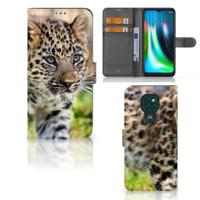 Motorola Moto G9 Play | E7 Plus | Telefoonhoesje | Met pasjeshouder | Baby Luipaard