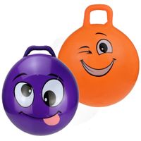 2x stuks skippyballen smiley voor kinderen paars/oranje 45 cm