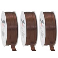 Cadeaulint Satijn - 3x - 1 cm x 25 meter - bruin - cadeaus inpakken - sierlint