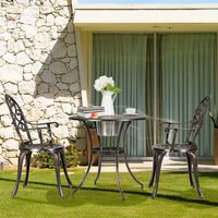 Bistroset met 2 Stoelen & Bijzettafel Ronde Tafel met Afneembare Ijsemmer & 2 Stoelen Tuinmeubelset