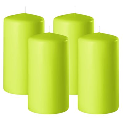 Enlightening Candles Cilinder - 4x - stompkaars - limegroen - D6 x H15 cm - 58 branduur