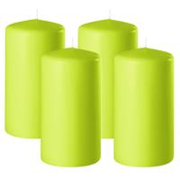 Enlightening Candles Cilinder - 4x - stompkaars - limegroen - D6 x H15 cm - 58 branduur