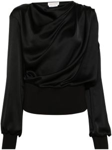 Alexander McQueen blouse drapé à col bénitier - Noir