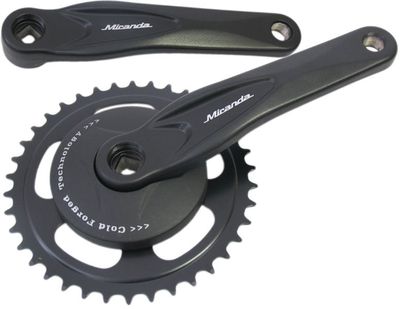 Miranda crankstel alfa 1 38t, cranklengte 170mm. zwart, aluminium, spieloos. met disc