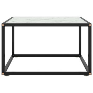 The Living Store Salontafel - praktische woonkamertafel - Glas/staal - 60 x 60 x 35 cm - Zwart/wit