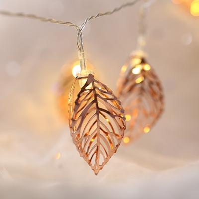3m Rose Gold Leaf USB Plug romantische LED String vakantie licht 20 LEDs Teenage stijl Warm Fairy decoratieve Lamp voor Kerstmis bruiloft slaapkame