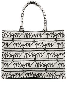 MSGM sac à logo en jacquard - Blanc