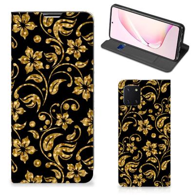 Samsung Galaxy Note 10 Lite Smart Cover Gouden Bloemen Samsung Galaxy Note 10 Lite Smart Cover Gouden Bloemen