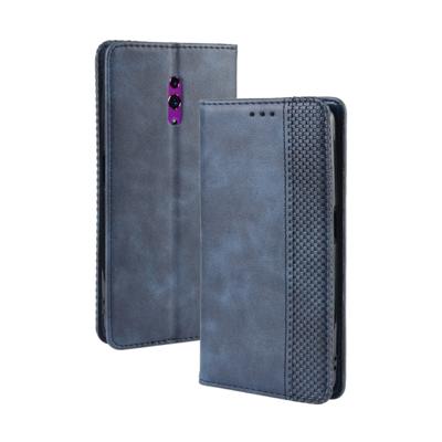 Magnetische Buckle retro Crazy Horse textuur horizontale Flip lederen case voor OPPO Reno met houder & kaartsleuven & fotolijstjes (blauw)