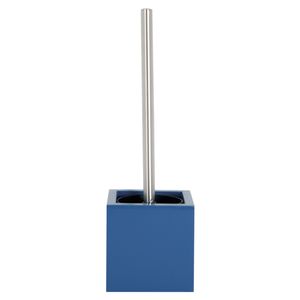 Toiletborstel in MDF houten houder/rvs wc-borstel - marine blauw - 37 x 11 cm