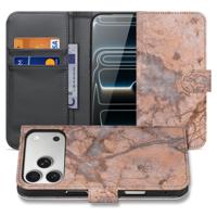 Apple iPhone 17 Pro | Bookcase | Hoes Marmer Oranje Met Pasjes