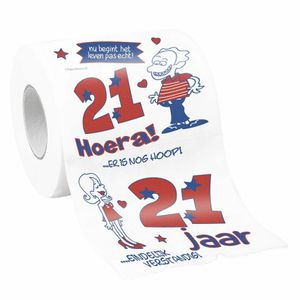 Cadeau toiletpapier rol 21 jaar verjaardag versiering/decoratie   -
