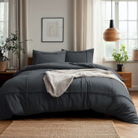 Dekbedovertrek Washed Tufted Antraciet 140x200 Cm Effen 140x200 Cm Anti Allergie Sleeptime - Dekbed-Discounter.nl