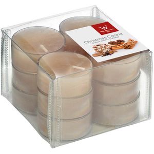 12x Geurtheelichtjes peperkoekjes/beige 4 branduren