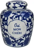 Kersten pot porselein oui, mon chéri 17.5x21.5cm blauw