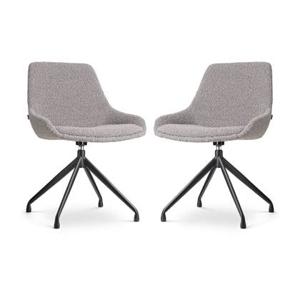 Nolon Nola-Isa Draaibare Eetkamerstoelen Bouclé Taupe - Zwart - 2x