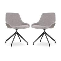 Nolon Nola-Isa Draaibare Eetkamerstoelen Bouclé Taupe - Zwart - 2x