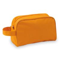 Toilettas/make-up tas met handvat - oranje - 21 x 14 x 10 cm - kind/volwassenen - Reis