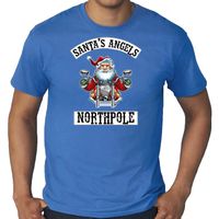 Grote maten fout Kerstshirt / outfit Santas angels Northpole blauw voor heren - thumbnail