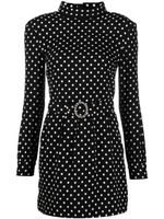 Saint Laurent robe courte ceinturée à pois - Noir