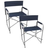 Gerimport camping buiten klapstoel - 2x - donkerblauw - L46 x B60 x H80 cm