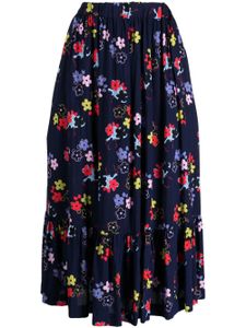 Comme Des Garçons Girl jupe plissée à fleurs - Bleu