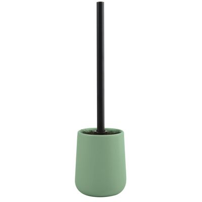 Toiletborstel in houder/wc-borstel Malmo - keramiek/rvs - groen/zwart - 39 x 10 cm