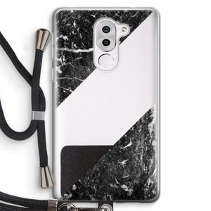 Zwart marmer: Honor 6X Transparant Hoesje met koord
