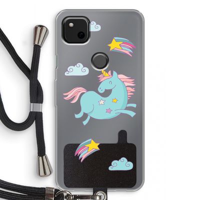 Vliegende eenhoorn: Pixel 4a Transparant Hoesje met koord