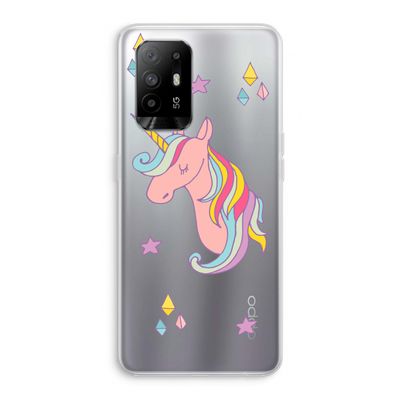 Roze eenhoorn: Oppo A95 5G Transparant Hoesje