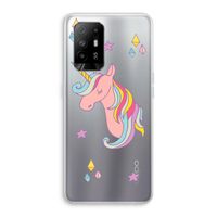 Roze eenhoorn: Oppo A95 5G Transparant Hoesje