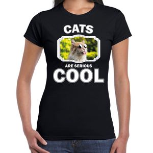 T-shirt cats are serious cool zwart dames - katten/ gekke poes shirt