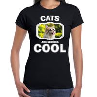 T-shirt cats are serious cool zwart dames - katten/ gekke poes shirt - thumbnail