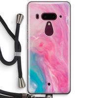 Roze explosie: HTC U12+ Transparant Hoesje met koord