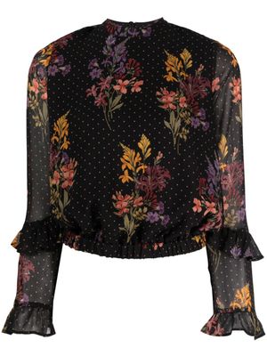 TWINSET blouse fleurie à pois imprimés - Noir