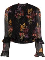 TWINSET blouse fleurie à pois imprimés - Noir TWINSET blouse fleurie à pois imprimés - Noir