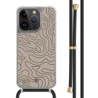 iPhone 14 Pro hoesje met zwart koord - Abstract lines