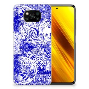 Silicone Back Case Xiaomi Poco X3 | Poco X3 Pro Angel Skull Blauw