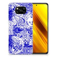 Silicone Back Case Xiaomi Poco X3 | Poco X3 Pro Angel Skull Blauw - thumbnail