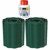 2x stuks Kunststof grasranden / borderranden groen 9 m x 20 cm inclusief Bison PVC lijm